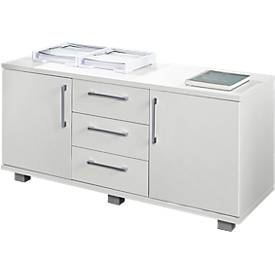 Schäfer Shop Genius Sideboard met schuifladen en deuren, B 1200 x D 500 x H 600 mm, wit/wit
