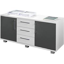 Schäfer Shop Genius Sideboard met schuifladen en deuren, B 1200 x D 500 x H 600 mm, wit/grafiet
