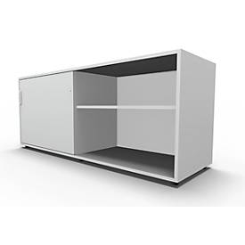 Schäfer Shop Select Sideboard, met schuifdeur, afsluitbaar, spaanplaat, B 1600 x D 500 x H 663 mm, links monteerbaar, lichtgrijs