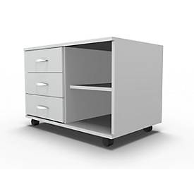 Schäfer Shop Select Mobiel sideboard, archiefrek + 3 schuifladen + materiaallade, B 800, links monteerbaar, lichtgrijs