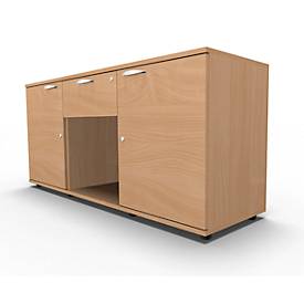 Schäfer Shop Select Sideboard, 2 deuren + schuiflade, afsluitbaar, spaanplaat, B 1500 x D 420 x H 663 mm, beuken