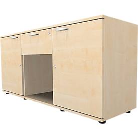 Schäfer Shop Select Sideboard, 2 deuren + schuiflade, afsluitbaar, spaanplaat, B 1500 x D 420 x H 663 mm, esdoorn