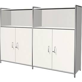 Combikast Toledo, met zicht-achterwand, afsluitbaar, 3 ordnerhoogten, 2 vakken, B 1580 x D 380 mm, wit