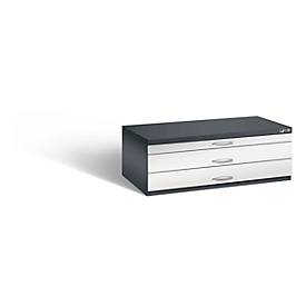 C und P Tekeningkast van staal, voor formaten tot A1, 3 schuifladen