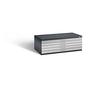 C und P Tekeningkast van staal, voor formaten tot A1, 5 schuifladen, zwartgrijs/blank aluminium