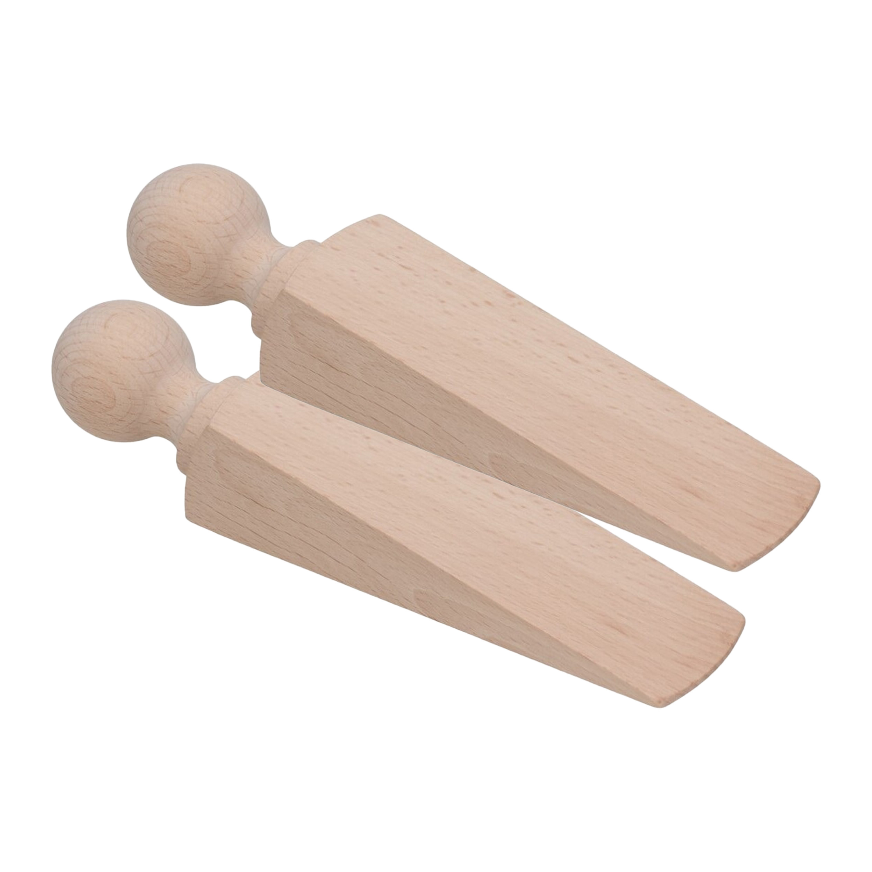 Gerimport Deurstopper/deurwig - 2x - beukenhout - beige - 17 x 4 x 3 cm -