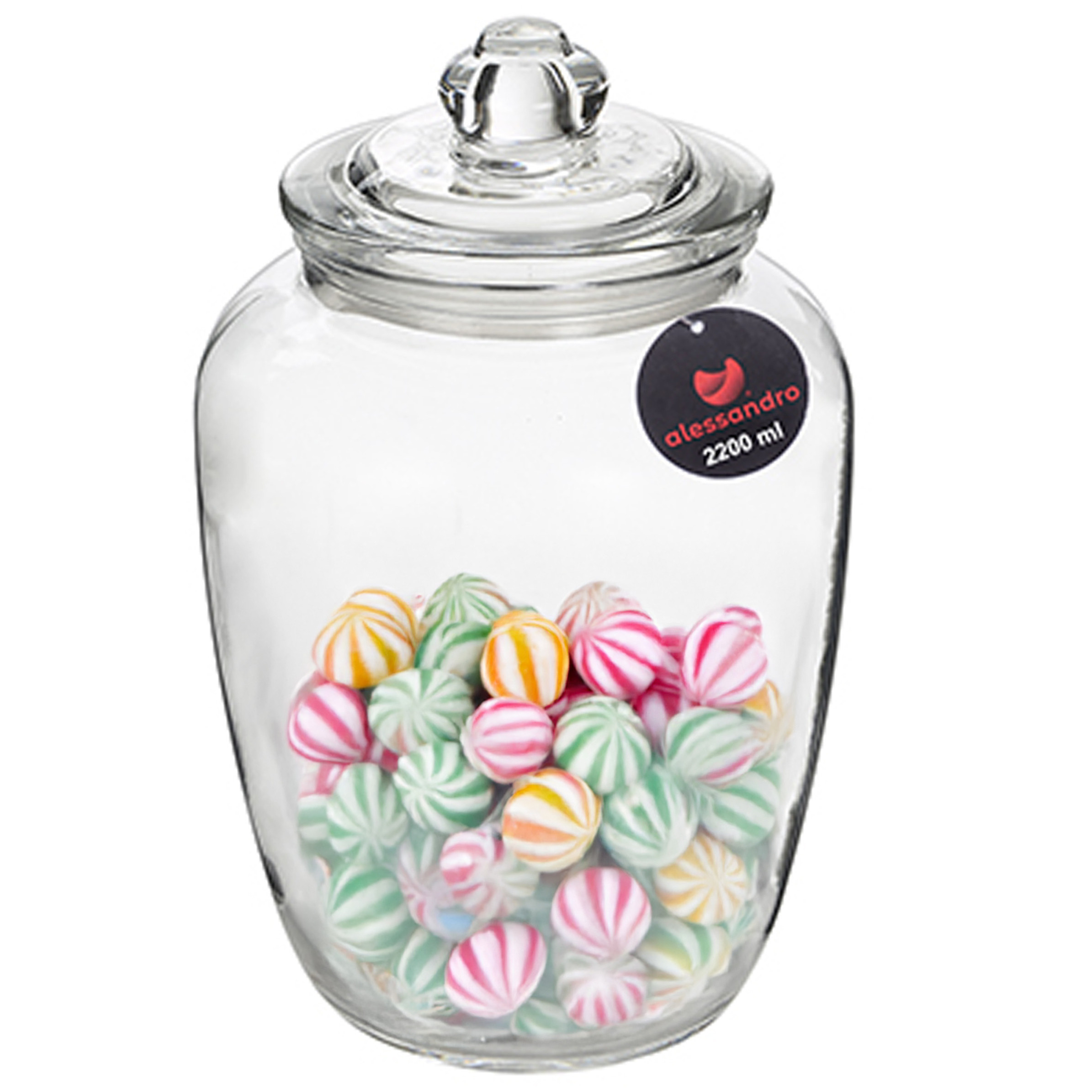 Alessandro Snoeppot/voorraadpot - met deksel - luchtdicht - glas - 2200 ml - D15 x H24 cm -