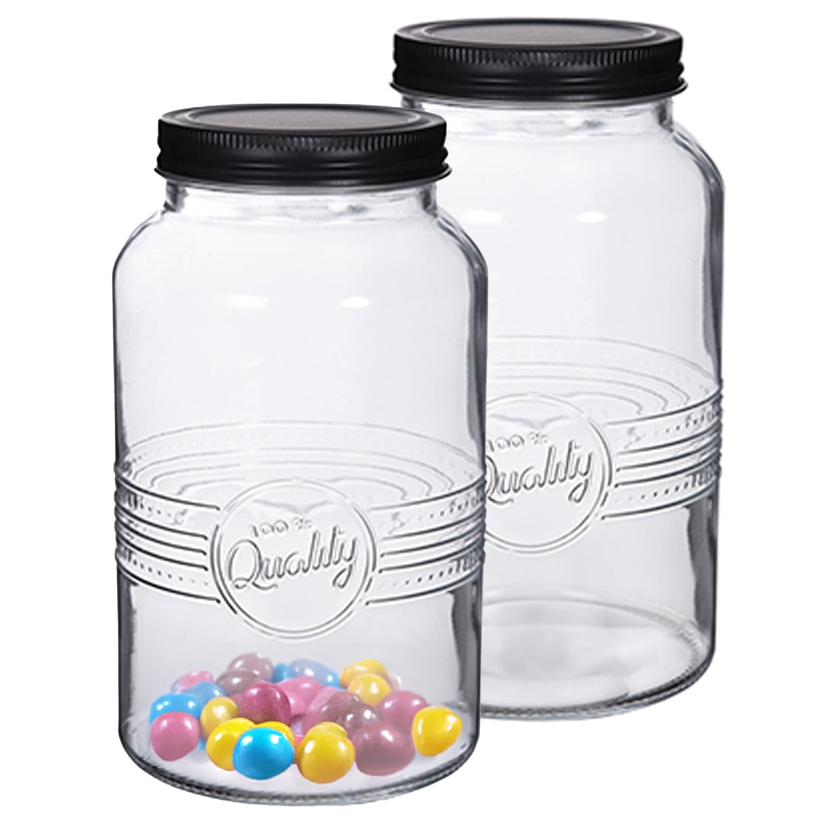 Alessandro Snoeppot/voorraadpot - 2x - met deksel - decoratief glas - 1300 ml - D11 x H19 cm -