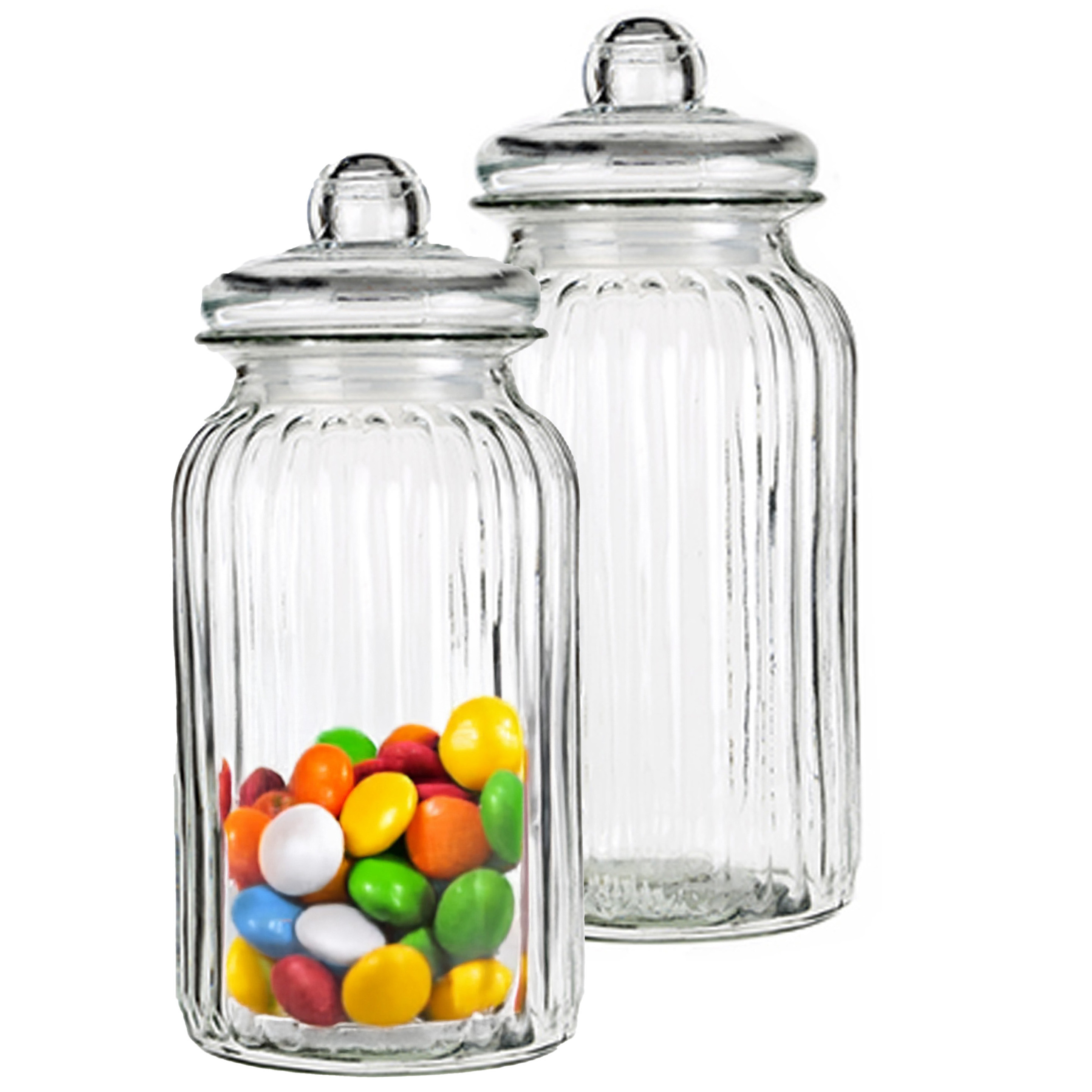 Alessandro Snoeppot/voorraadpot - 2x - met deksel - luchtdicht - glas - 1300 ml - D11 x H22 cm -