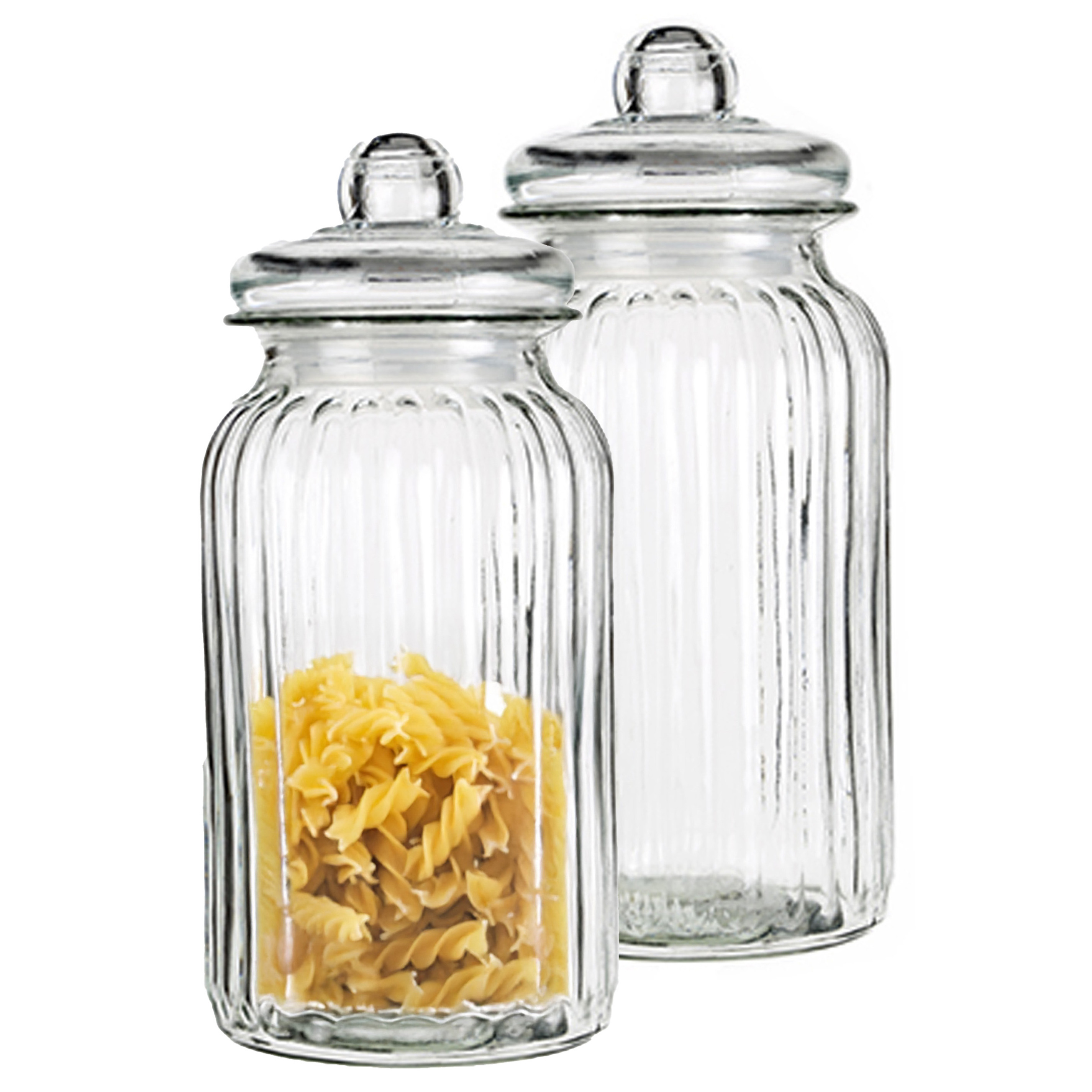 Alessandro Snoeppot/voorraadpot - 2x - met deksel - luchtdicht - glas - 3500 ml - D15 x H32 cm -