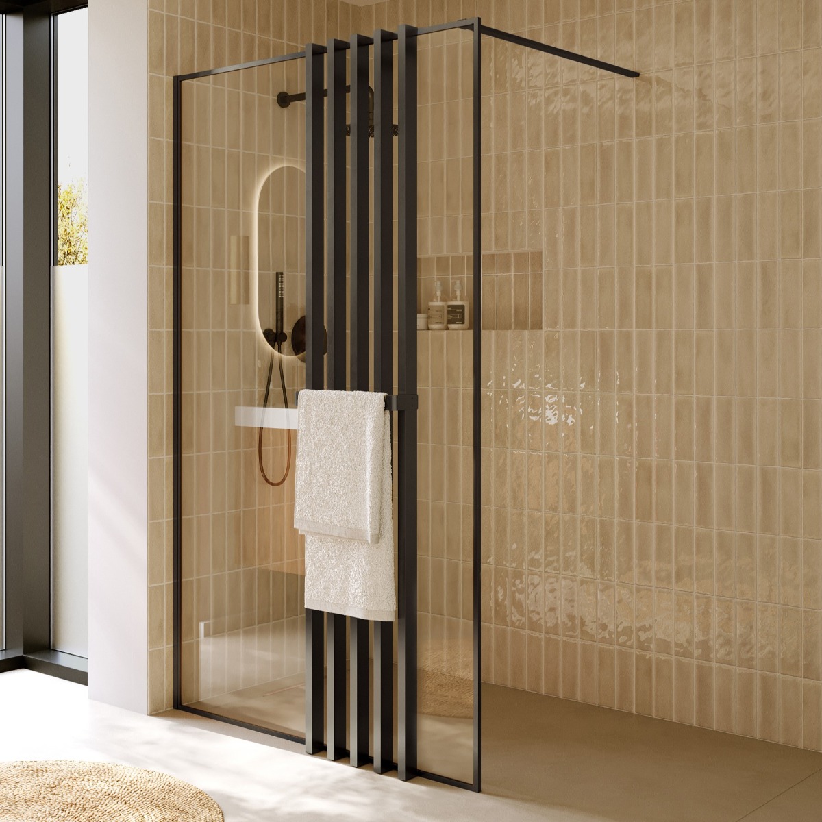 Riho Define inloopdouche met decopaneel 120x200cm ijzer verouderd mat