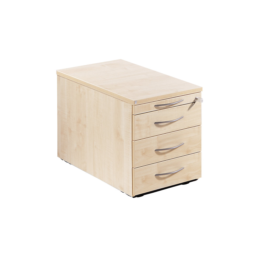 THEA - Verrijdbaar ladeblok, benodigdhedenlade, 3 materiaalladen, ahornhoutdecor