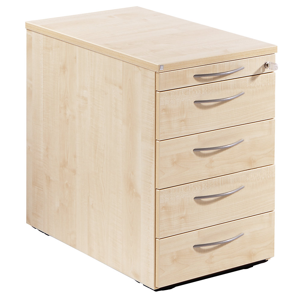 THEA - Staand ladeblok, benodigdhedenlade, 4 materiaalladen, ahornhoutdecor