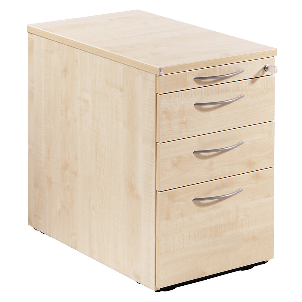 THEA - Staand ladeblok, benodigdhedenlade, 2 materiaalladen, hangmappenlade, ahornhoutdecor