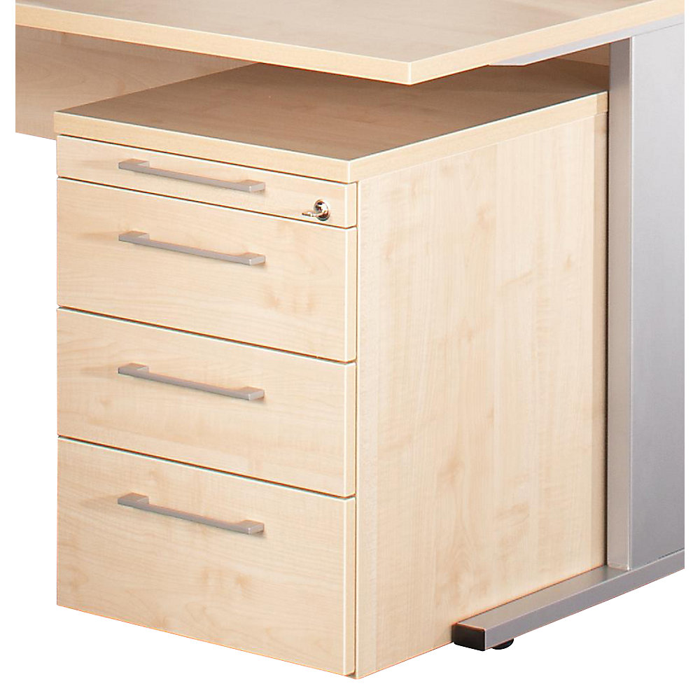 PETRA - Verrijdbaar ladeblok, pennenbaklade, 3 laden, ahornhoutdecor