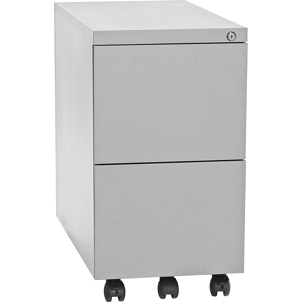 Eurokraft basic Verrijdbaar ladeblok, staal, 2 hangmappenladen, diepte 790 mm, lichtgrijs