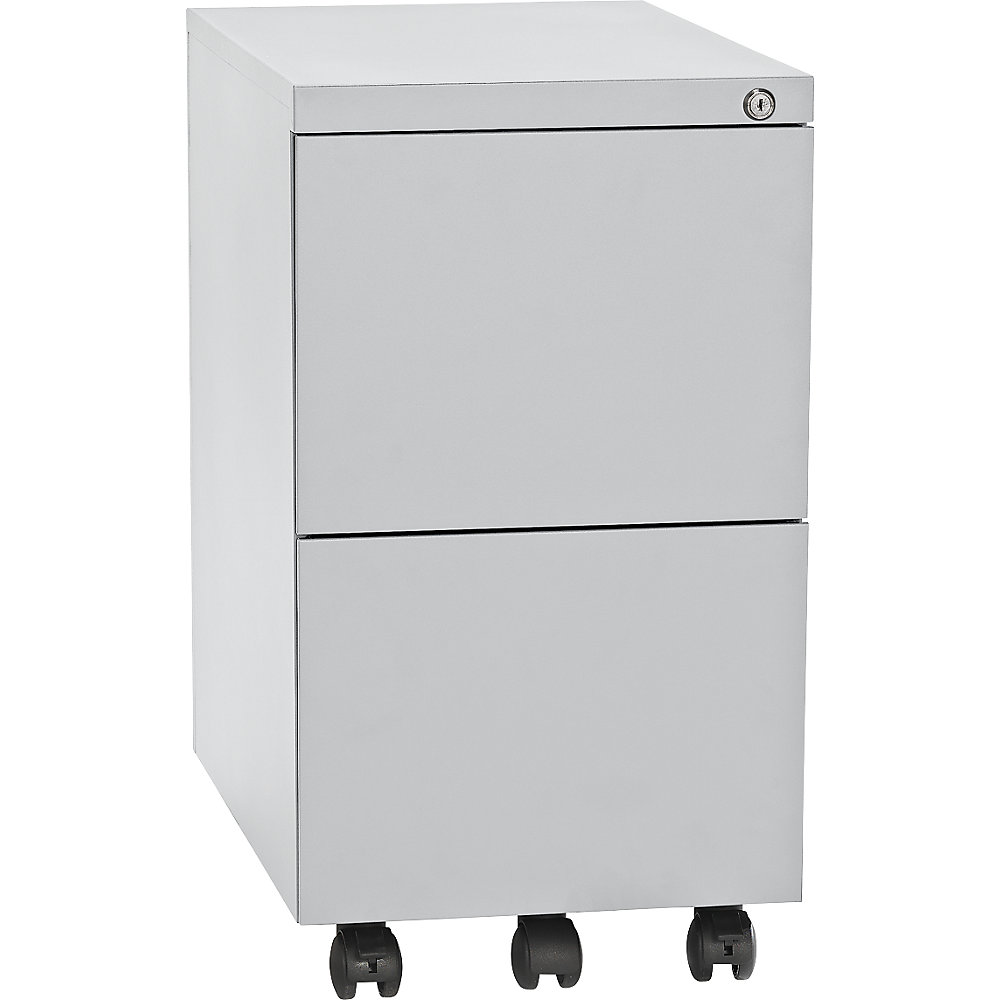 Eurokraft basic Verrijdbaar ladeblok, staal, 2 hangmappenladen, diepte 590 mm, lichtgrijs