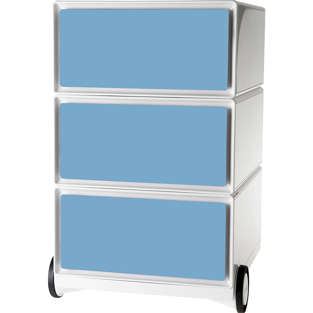 EasyBox Verrijdbaar ladeblok , 3 laden, wit/blauw