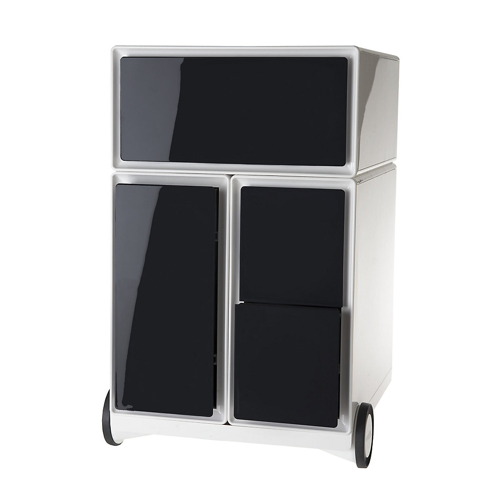 EasyBox Verrijdbaar ladeblok , 1 lade, 1 hangmappenlade, 2 CD-laden, wit/zwart