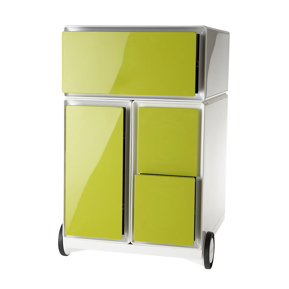 EasyBox Verrijdbaar ladeblok , 1 lade, 1 hangmappenlade, 2 CD-laden, wit/groen