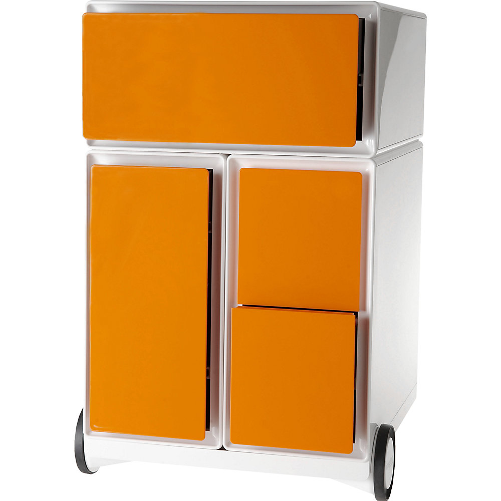EasyBox Verrijdbaar ladeblok , 1 lade, 1 hangmappenlade, 2 CD-laden, wit/oranje