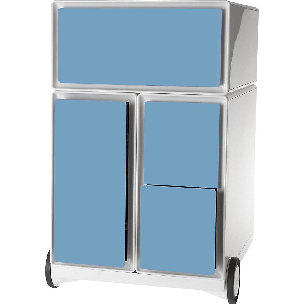 EasyBox Verrijdbaar ladeblok , 1 lade, 1 hangmappenlade, 2 CD-laden, wit/blauw