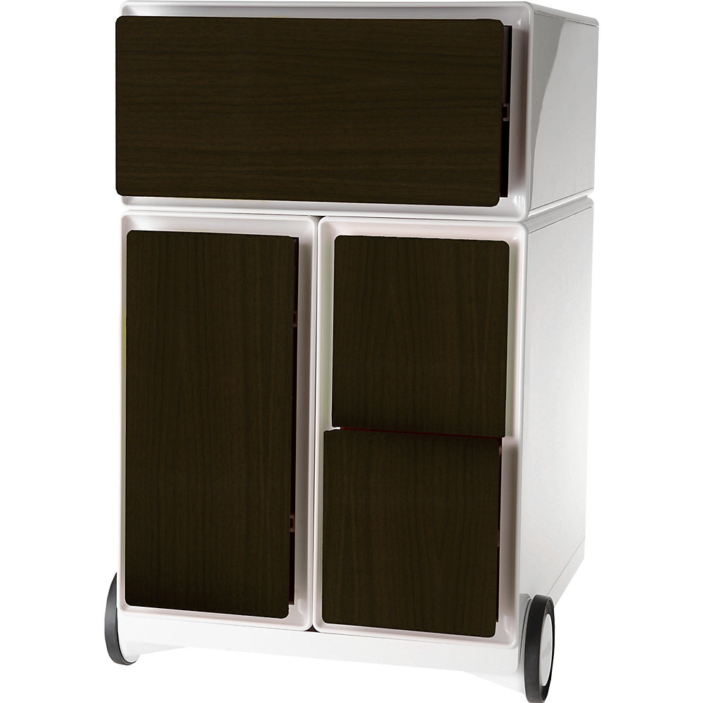 EasyBox Verrijdbaar ladeblok , 1 lade, 1 hangmappenlade, 2 CD-laden, wit/wengé