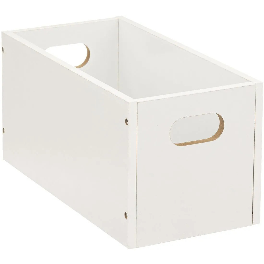 5five Opbergmand/kastmand van hout - wit - 7 Liter - 31 x 15 x 15 cm - Opbergboxen -