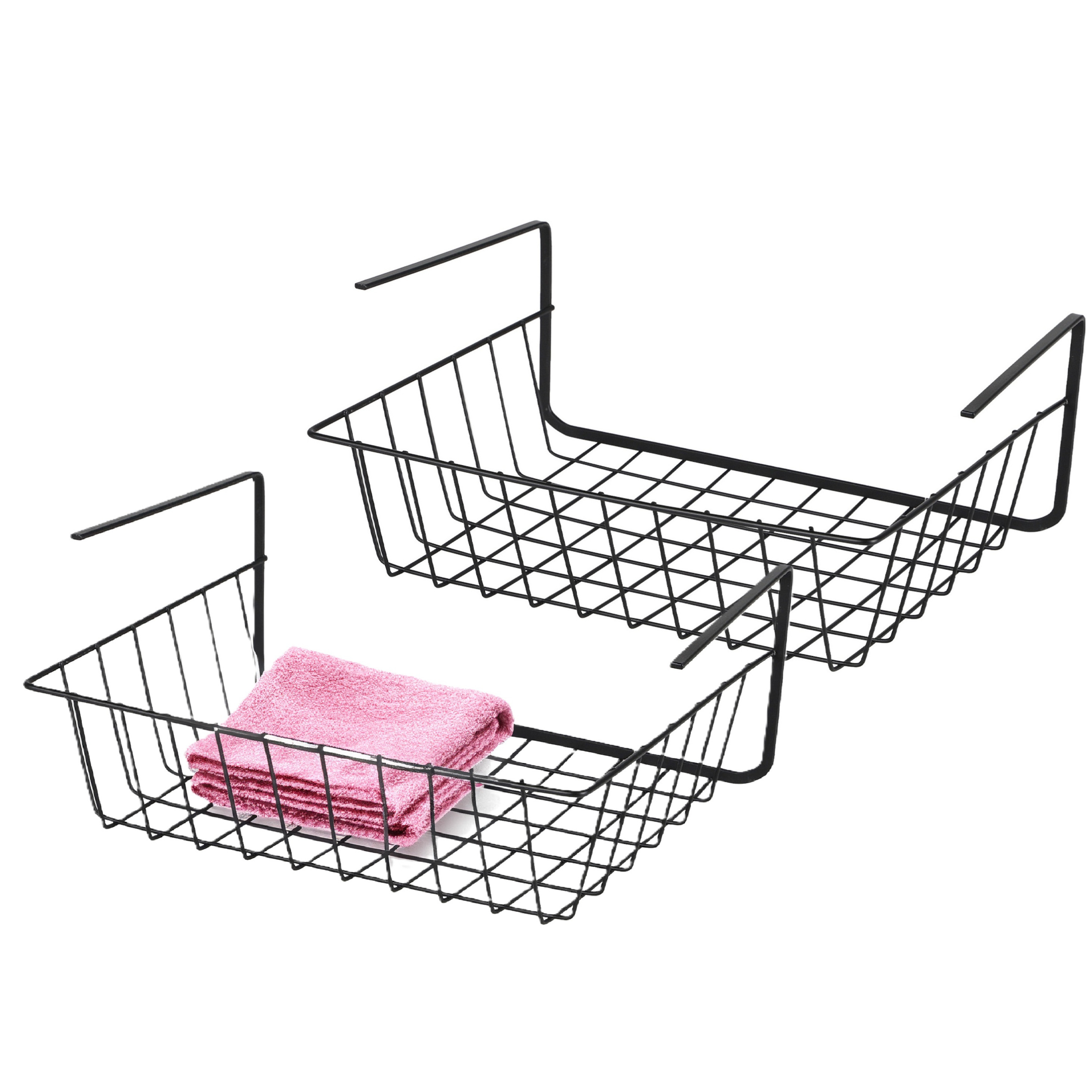 Urban Living Hangmand voor kast - 2x - metaal - zwart - 29 x 21 x 11 cm - kastmandje -