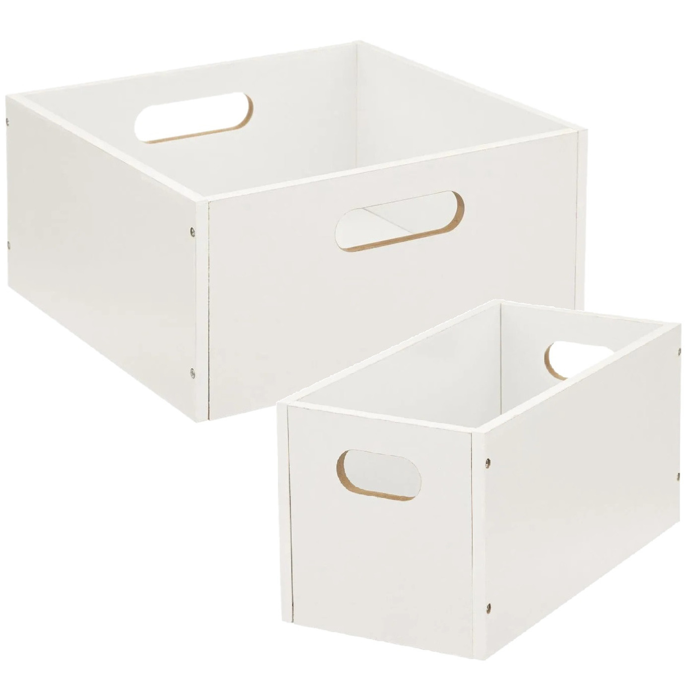 5five Set van 2x stuks opbergmanden/kastmanden 7 en 14 liter wit van hout 31 cm -