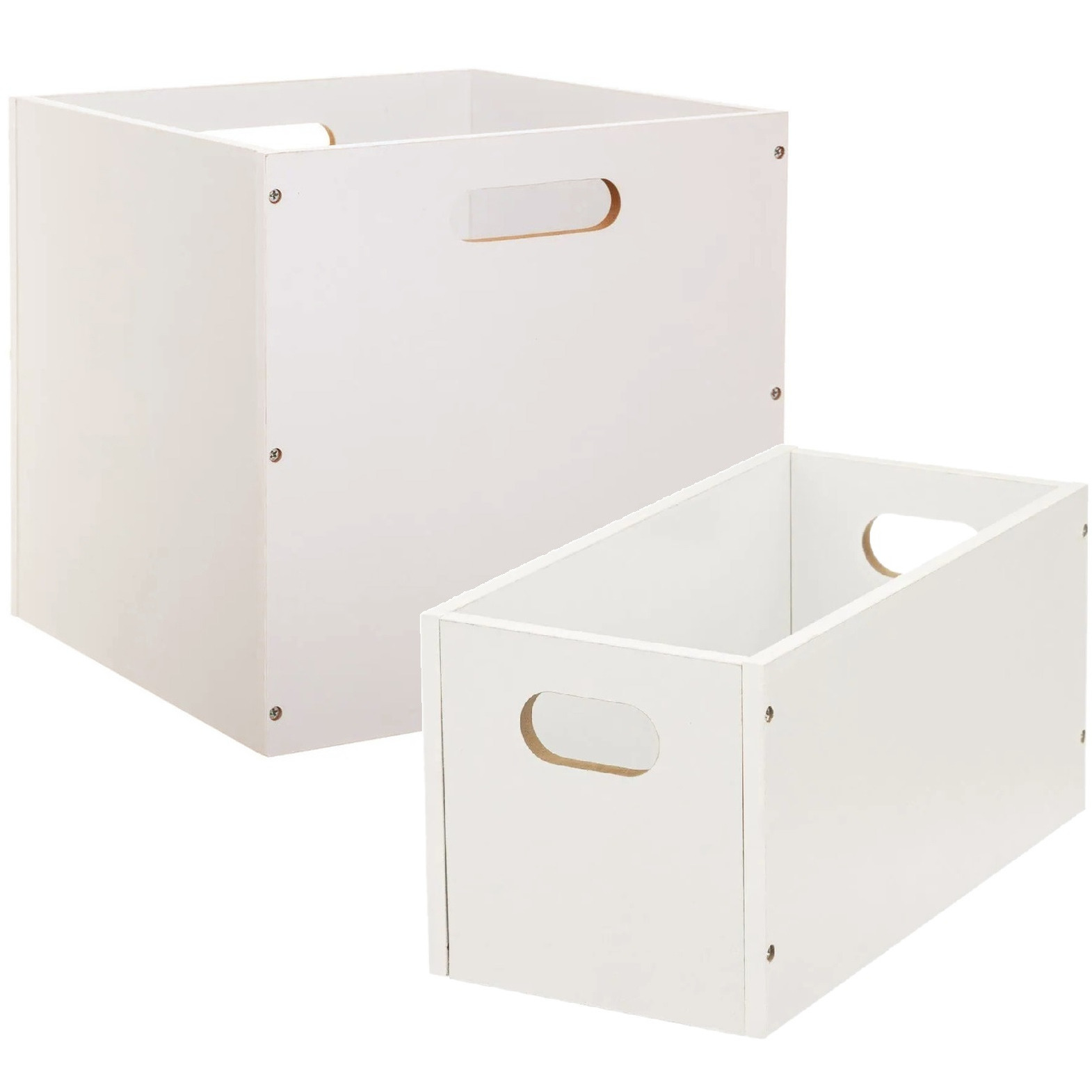 5five Set van 2x stuks opbergmanden/kastmanden 7 en 29 liter wit van hout 31 cm -