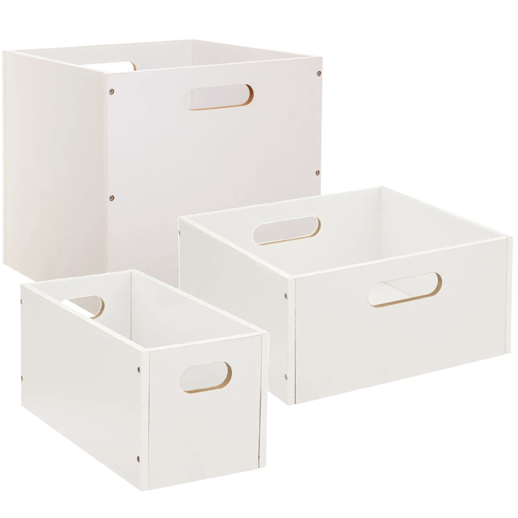 5five Set van 3x stuks opbergmanden/kastmanden 7/14/29 liter wit van hout 31 cm -