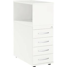 Schäfer Shop Select LOGIN aanbouwdeel, met bovenblad, 4 laden, B 409 x D 800 x H 1120 mm, hout, afsluitbaar, wit/wit
