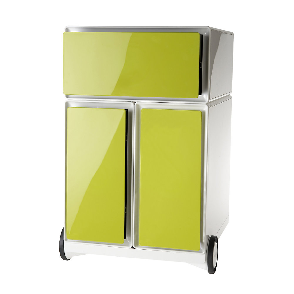 EasyBox Verrijdbaar ladeblok , 1 lade, 2 hangmappenladen, wit/groen