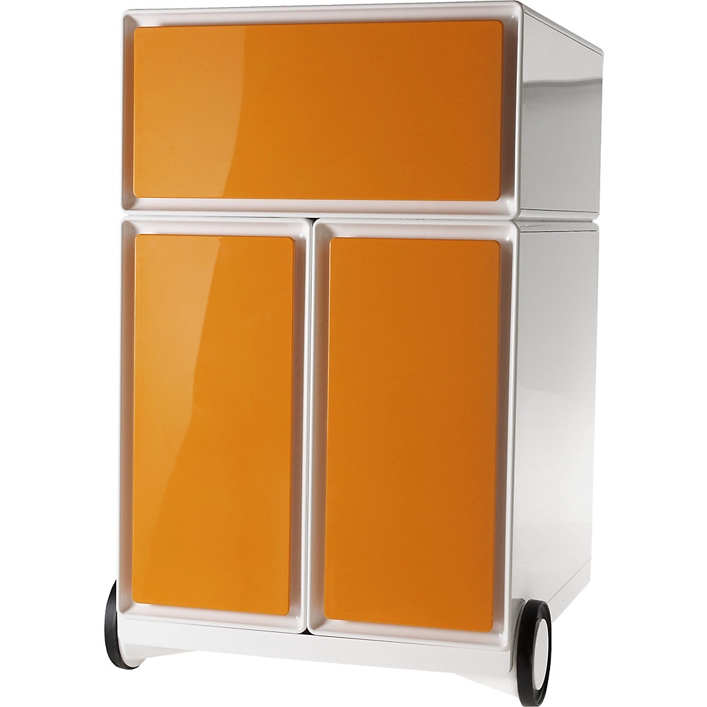 EasyBox Verrijdbaar ladeblok , 1 lade, 2 hangmappenladen, wit/oranje