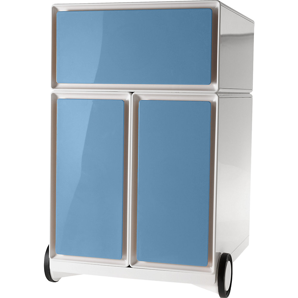EasyBox Verrijdbaar ladeblok , 1 lade, 2 hangmappenladen, wit/blauw