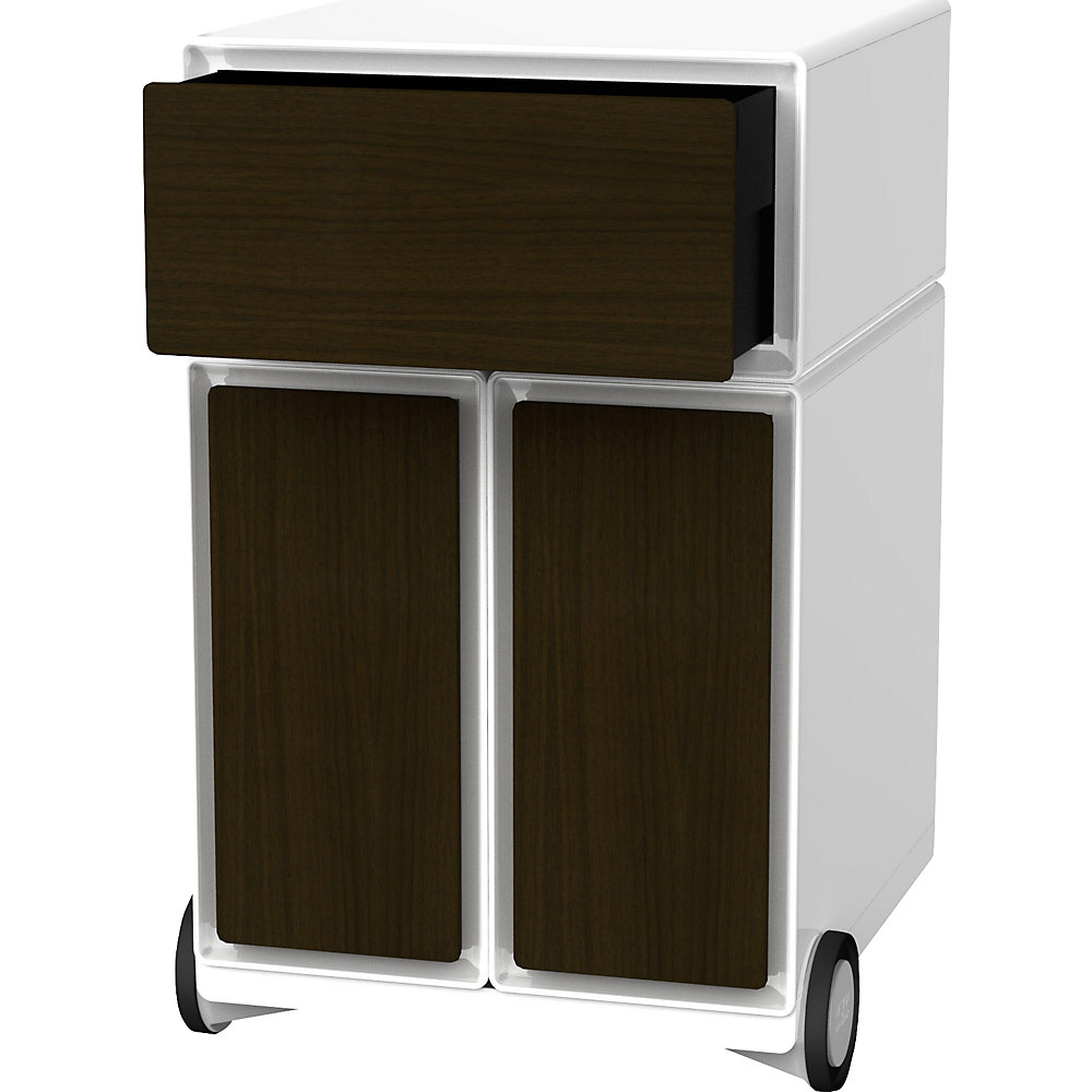 EasyBox Verrijdbaar ladeblok , 1 lade, 2 hangmappenladen, wit/wengé