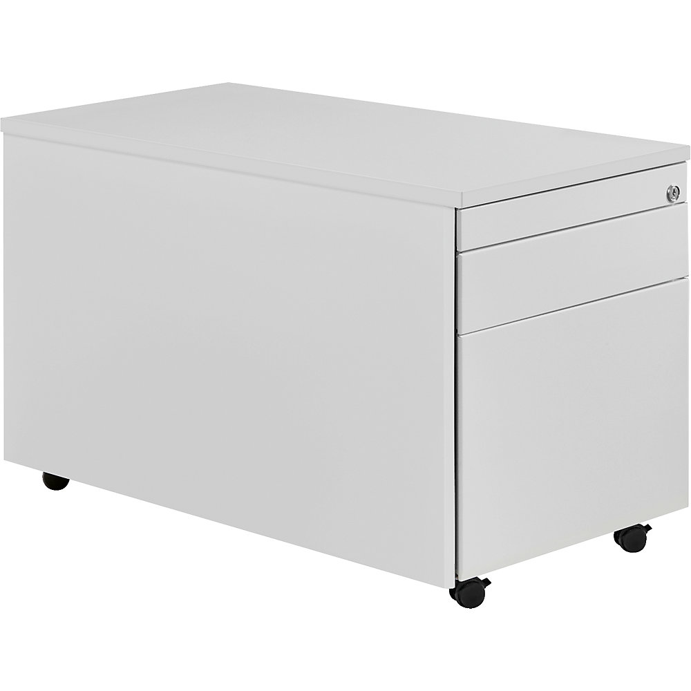 Mauser Ladeblok op wielen, h x d = 529 x 800 mm, 1 materiaallade, 1 hangmappenlade, lichtgrijs / lichtgrijs / lichtgrijs