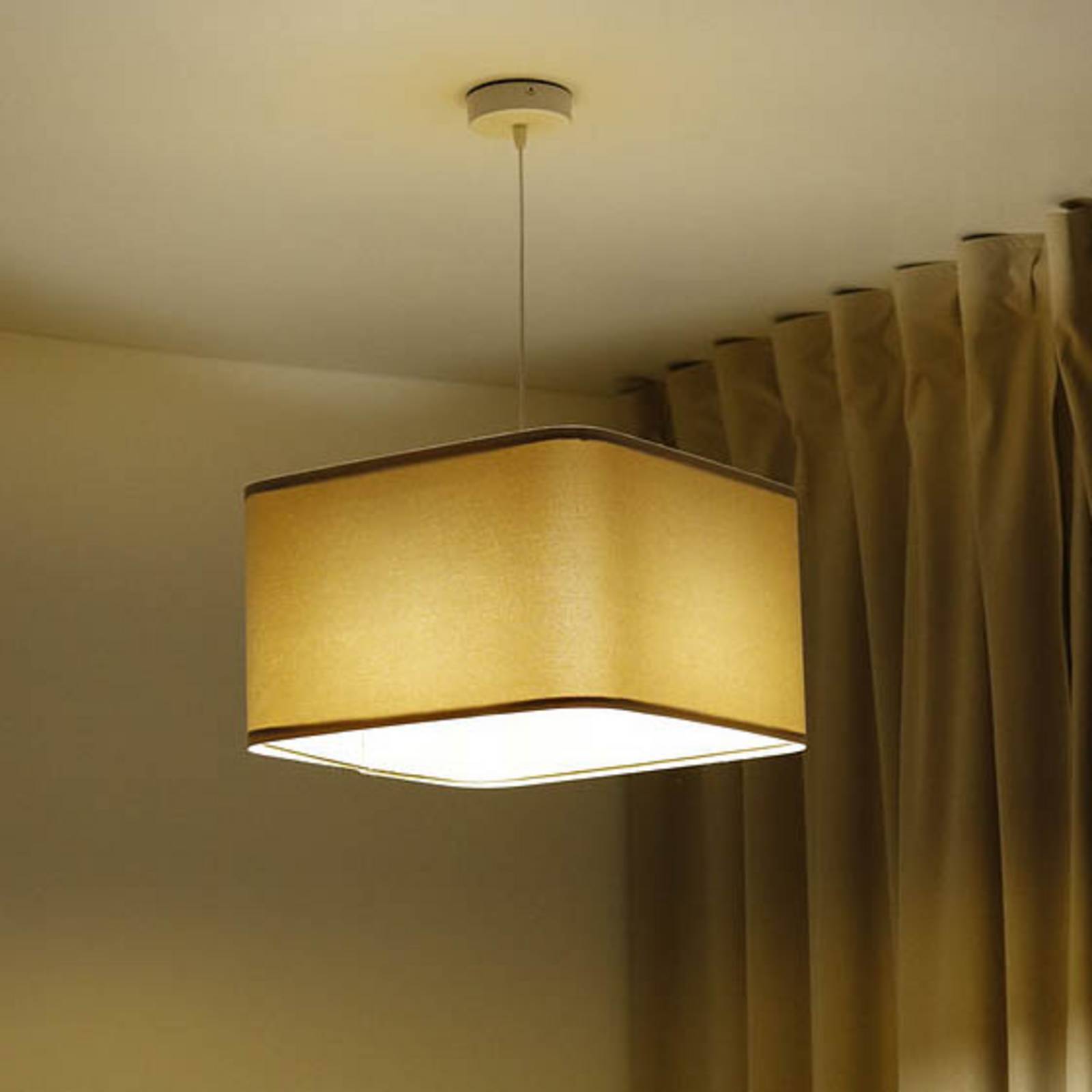 Maco Design Kwadro hanglamp, beige, 40 x 40 cm, velours stof