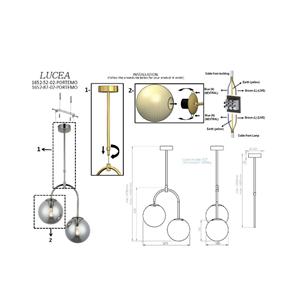 Lucea H&auml;ngeleuchte Portemo, rauchgrau/nickel, &Oslash; 37 cm, 2-flg. Glas