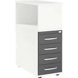 Schäfer Shop Select LOGIN aanbouwdeel, met bovenblad, 4 laden, B 409 x D 800 x H 1120 mm, hout, afsluitbaar, wit/grafiet