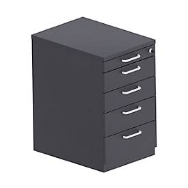 Vast ladeblok BEXXSTAR , 4 laden, materiallade, B 430 x D 600 x H 740 mm, zwart