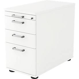Vast ladeblok TARVIS, 1 materiaallade, afsluitbaar, 2 schuifladen, 1 hangmappenlade, B 428 x D 700 x H 720 mm, wit