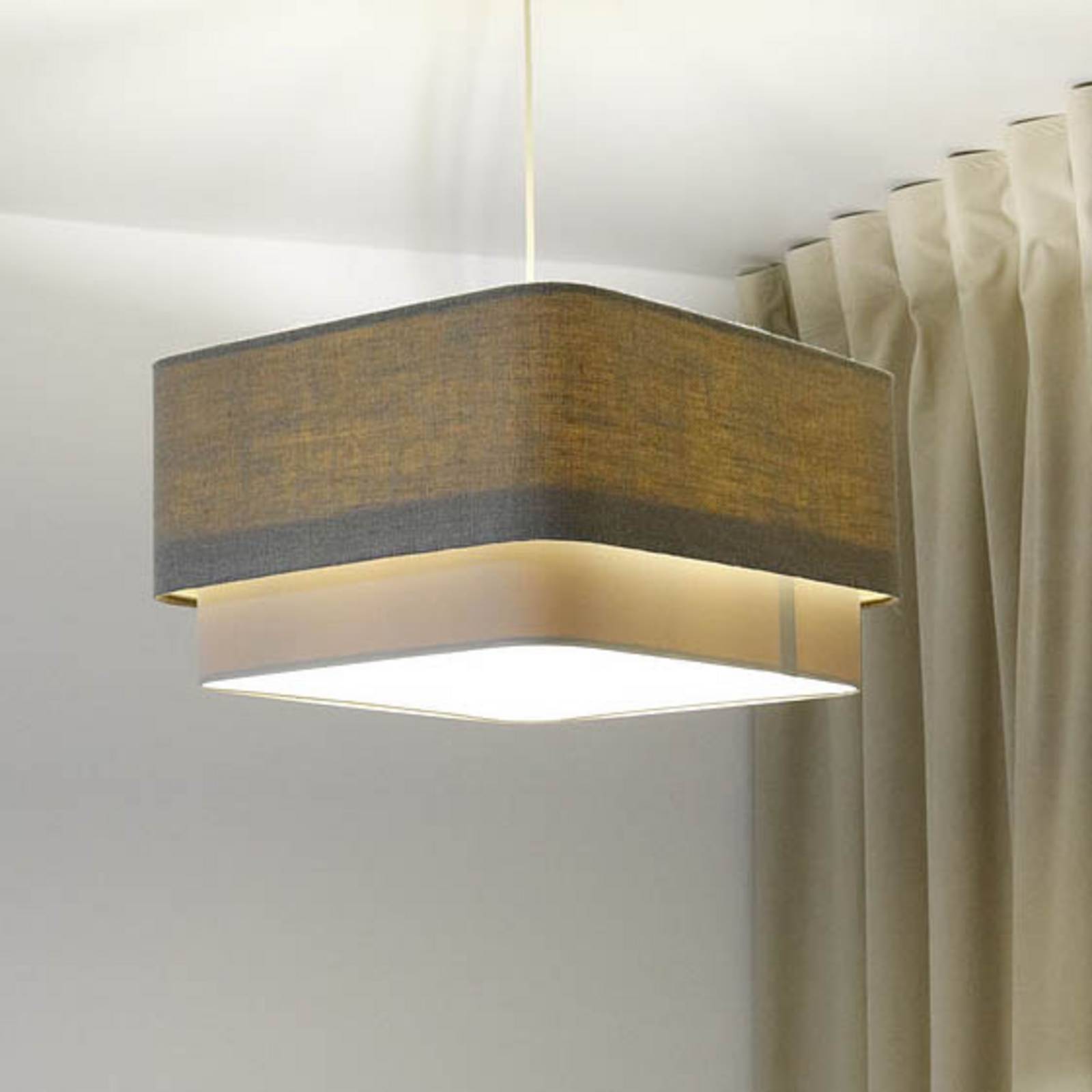 Maco Design Kwadro Duo hanglamp, crème/beige, 50x50cm, linnen