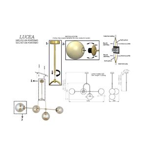 Lucea H&auml;ngelampe Portemo, rauchgrau/nickel, 109x30 cm, 4-flg. Glas