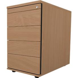 Schäfer Shop Select Vast ladeblok 13333, 1 materiaallade, afsluitbaar, 3 schuifladen, B 428 x D 800 x H 740 mm, beuken
