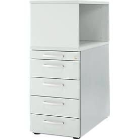 Schäfer Shop Genius ladeblok met bovenblad, afsluitbaar, ronde handgreep, lichtgrijs