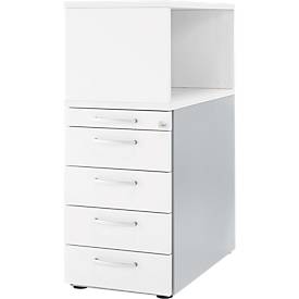 Schäfer Shop Genius ladeblok met bovenblad, afsluitbaar, hoekige handgreep, wit