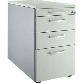 Schäfer Shop Genius voetstuk 1336, met ronde handgreep, B 435 x H 717 mm, wit aluminium/lichtgrijs/lichtgrijs