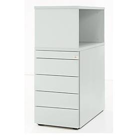 Schäfer Shop Genius Schäfer Shop  Genius Bijzetladeblok met open opzetkast, afsluitbaar, zonder handgreep, lichtgrijs